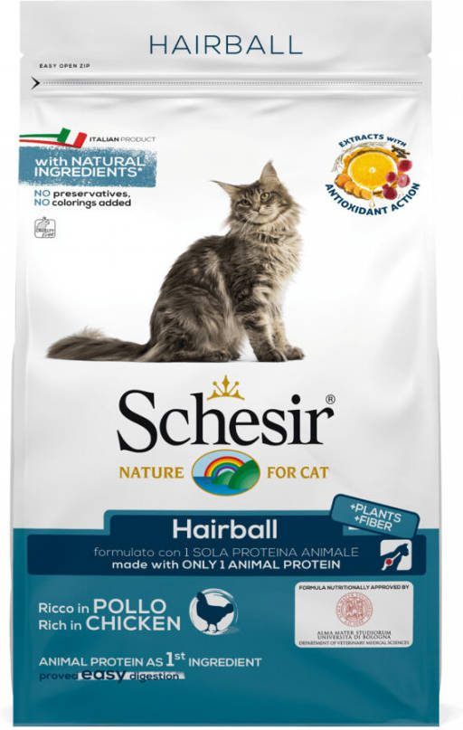 Schesir Cat Dry Hairball Kip Kattenvoer 400 g