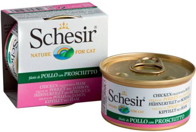 Schesir Kat Blik Gelei Kip 85 g Kattenvoer Kipfilet&Ham