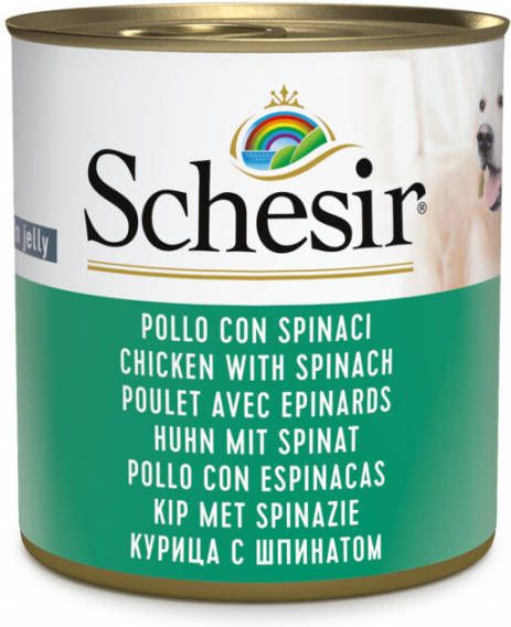 Schesir Hond Blik Gelei 285 g Hondenvoer Kip&Spinazie