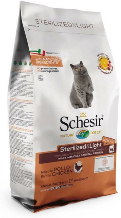 Schesir Cat Dry Sterilized Overweight Kip Kattenvoer 1.5 kg