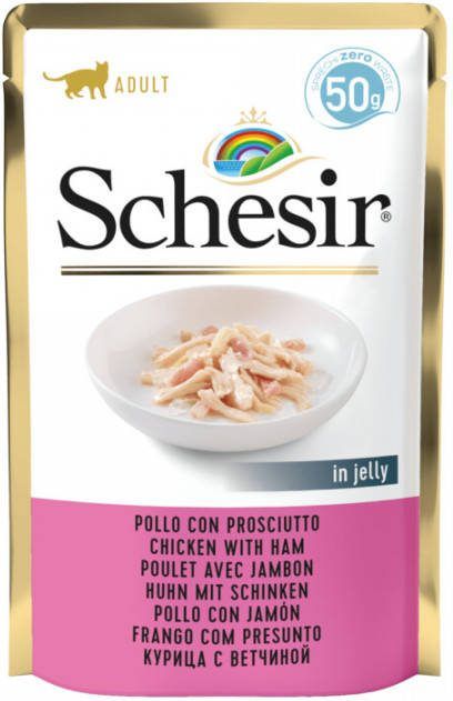 Schesir Kattenvoer Kip Ham in Gelei 50 gr