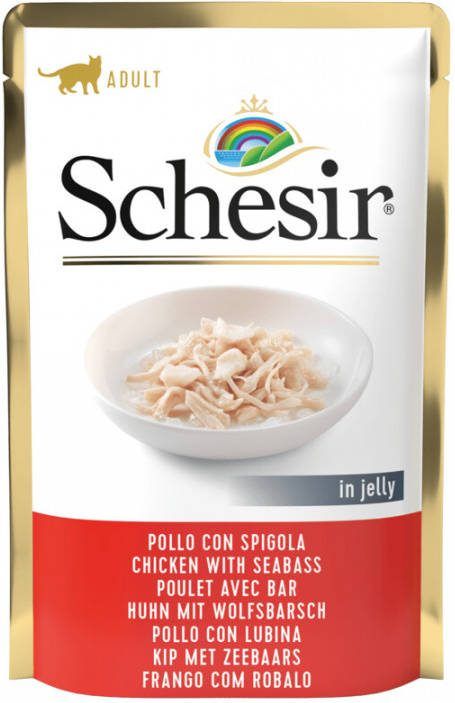 Schesir Cat Maaltijdzakjes Adult In Gelei 85 g Kattenvoer Kip&Baars