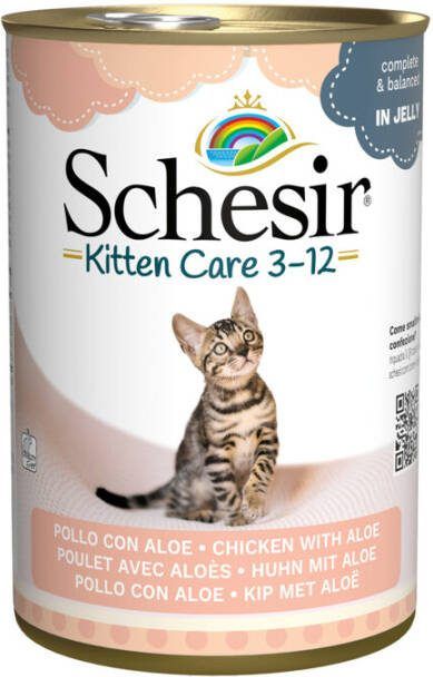 Schesir Kat Blik Kitten Gelei 140 g Kattenvoer Kip&Aloë Vera