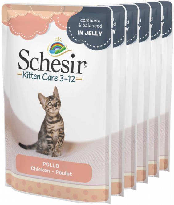Schesir 19 + 5 gratis! 24 x 85 g Kat Jelly Pouch Kitten Kipfilet