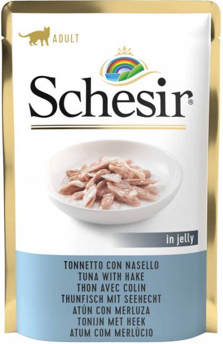 Schesir Cat Maaltijdzakjes Adult In Gelei 85 g Kattenvoer Tonijn&Kabeljauw