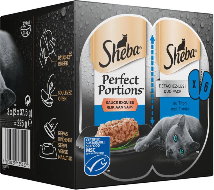 Sheba Perfect Portions Adult 6x37.5 g Kattenvoer Tonijn&Saus