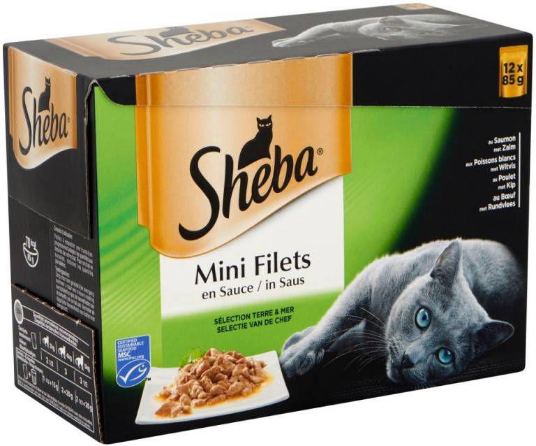 Sheba Mini Filets in Saus Selectie van de Chef Pouch 85 gr 2 x(12 x 85 gr )