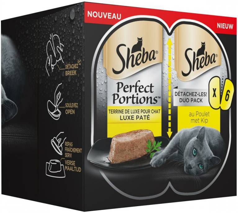 Sheba Perfect Portions Luxe Paté met kip nat kattenvoer 6 x 37, 5g Per 4