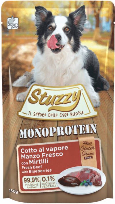 Stuzzy Dog Grain Free Monoprotein rund met bosbes nat hondenvoer 150 gr. 4 x(12 x 150 gram )