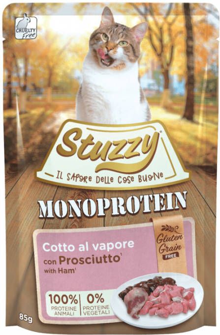 Stuzzy Cat Grain Free Monoprotein met ham nat kattenvoer 85 gram 4 dozen(80 x 85 gr )