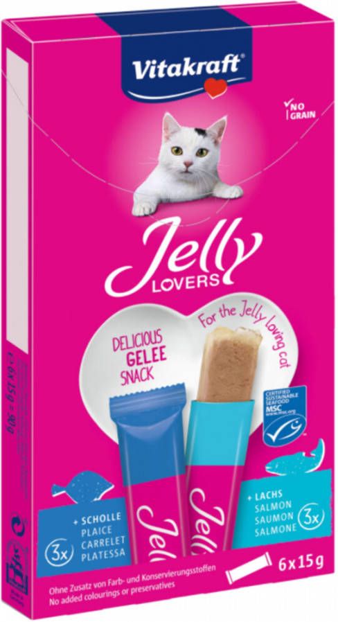 Vitakraft Jelly Lovers Mp 6x15 g Kattensnack Zalm&Schol