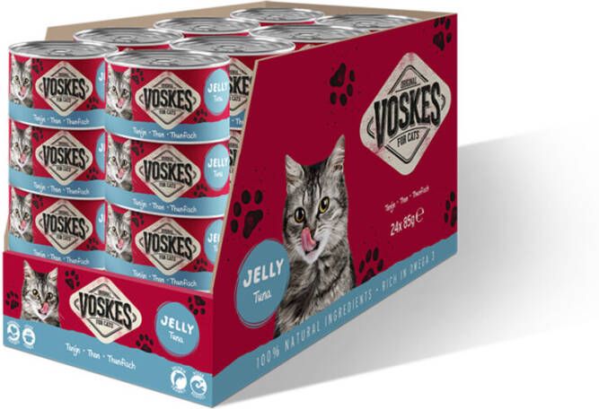 Voskes 24x Kattenvoer Nat Tonijn 85gr