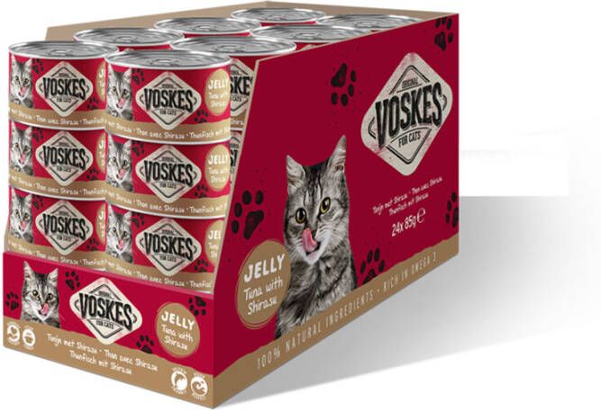 Voskes 24x Kattenvoer Nat Tonijn met Shirasu 85gr