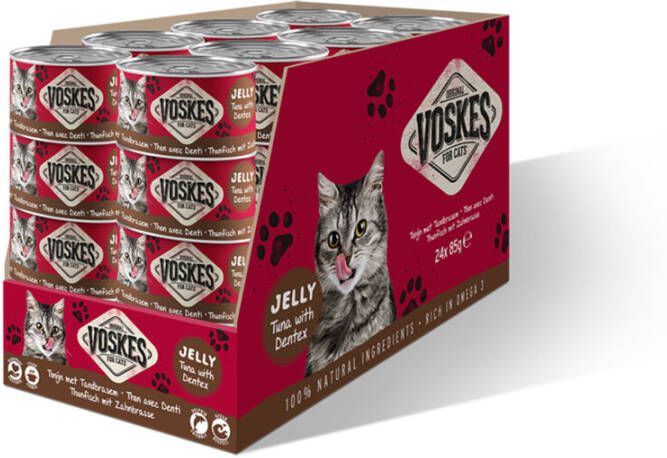 Voskes 24x Kattenvoer Nat Tonijn met Tandbrasem 85gr