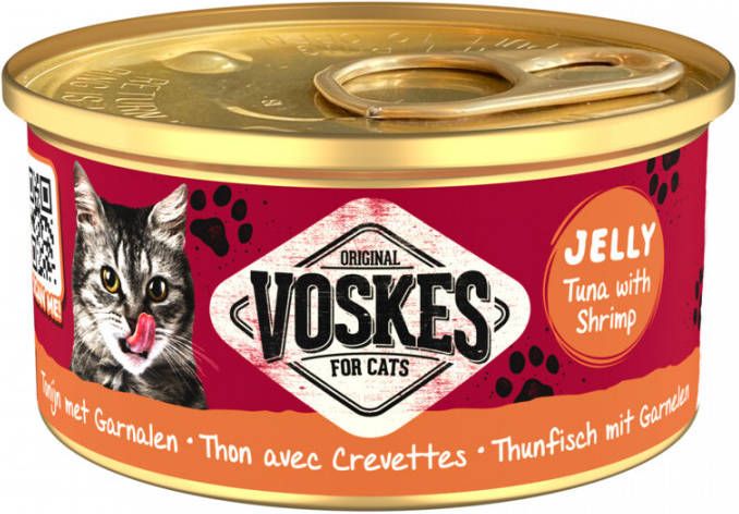 Voskes Kattenvoer Nat Tonijn met Garnalen 85gr
