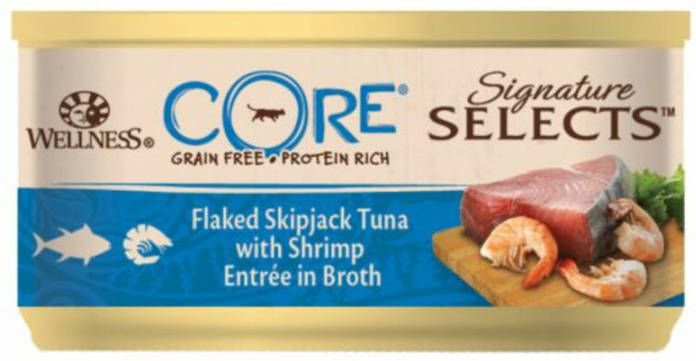 Wellness Core 24x Kattenvoer Signature Selects Flaked Tonijn Garnaal 79 gr