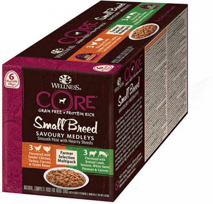 Wellness Core 4x Hondenvoer Small Savoury Medleys Farmer Selection 6 pack 6 x 85 gr