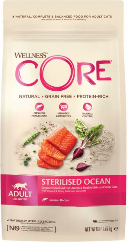 Wellness Core 4x Kattenvoer Sterilised Zalm 1, 75 kg