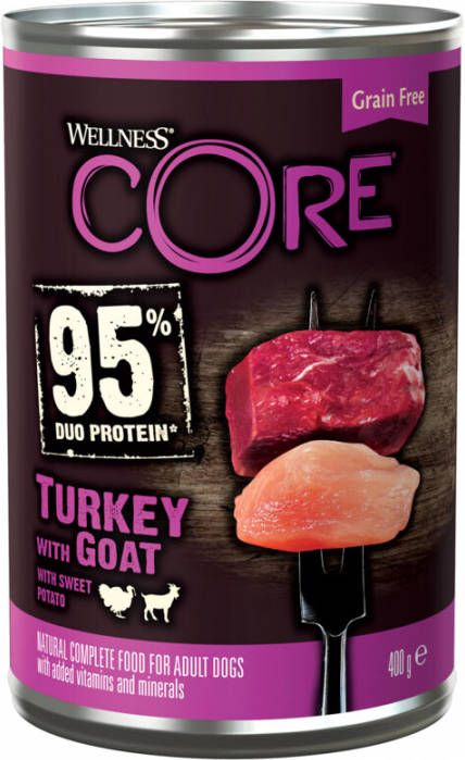 Wellness Core 6x Hondenvoer Blik Kalkoen Geit Zoete Aardappel 400 gr