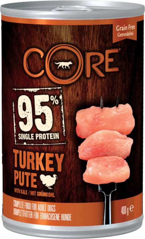 Wellness Core 6x Hondenvoer Blik Kalkoen Kool 400 gr