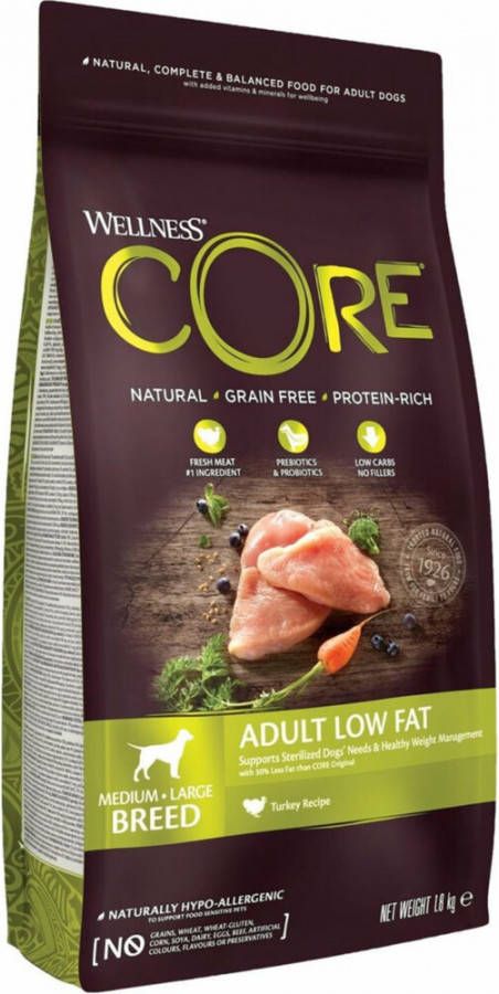 Wellness Core 4x Hondenvoer Healthy Weight Kalkoen 1, 8 kg