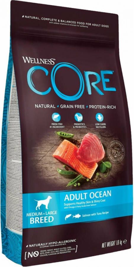 Wellness Core 4x Hondenvoer Ocean Zalm Tonijn 1, 8 kg