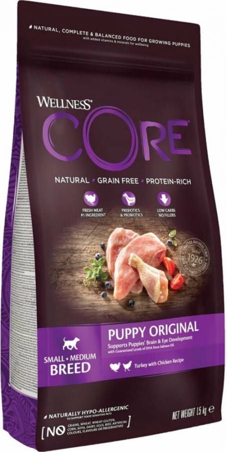 Wellness Core 4x Hondenvoer Puppy Kalkoen Kip 1, 5 kg