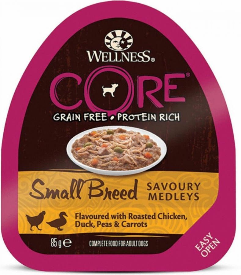 Wellness Core 12x Hondenvoer Small Savoury Medleys Kip Eend 85 gr