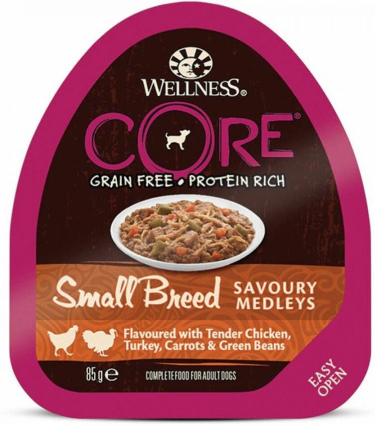 Wellness Core 12x Hondenvoer Small Savoury Medleys Kip Kalkoen 85 gr