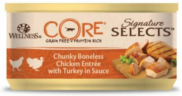 Wellness Core 24x Kattenvoer Signature Selects Chunky Kip Kalkoen 79 gr