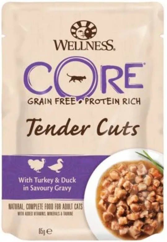 Wellness Core 24x Kattenvoer Tender Cuts Kalkoen Eend 85 gr