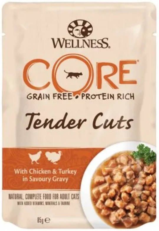 Wellness Core 24x Kattenvoer Tender Cuts Kip Kalkoen 85 gr