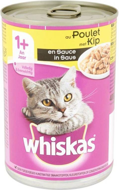 Whiskas 12x Blik Adult Brokjes in Saus Kip 400 gr