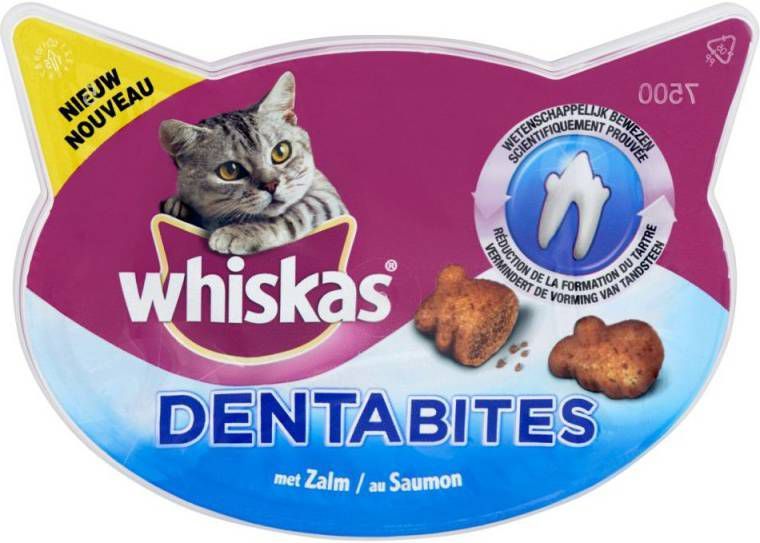 Whiskas Dentabites met Zalm Kattensnoep 40 gram Firstclasspetfood.nl