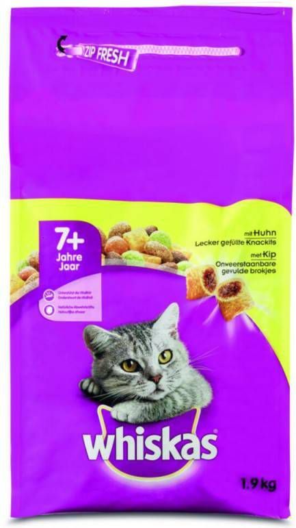 Whiskas Brokjes Senior 7+ met kip kattenvoer 2 x 1.9 kg