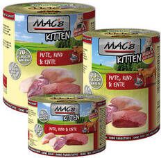 MAC's MAC&apos, s Kitten Kattenvoer Kalkoen, Rund en Eend Blik 6x800 g