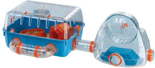 Ferplast Hamsterkooi Combi 2 Dierenverblijf 79.5x29.5x26x3 cm Blauw Oranje