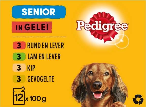 Pedigree Maaltijdzakjes Senior In Gelei Multipack Hondenvoer 12x100 g online kopen