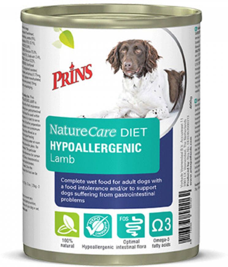 Prins NatureCare Diet Hypoallergenic lam natvoer hond 1 tray(6 x 400 gr )