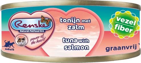 Renske vezel tonijn met zalm nat kattenvoer(70 gram)2 trays(48 x 70 gr ) online kopen