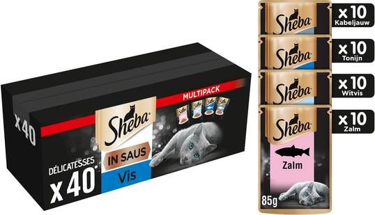 Sheba Delicatesses Vis in saus maaltijdzakjes kat voordeelpack(40 x 85 gr)Per verpakking