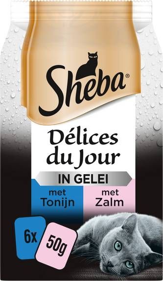 Sheba Délices du Jour met tonijn/zalm in gelei kattenvoer(6 x 50 g)Per verpakking