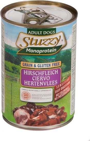 Stuzzy Monoprotein hertenvlees nat hondenvoer 400 gram 2 dozen(12 x 400 gr. ) online kopen