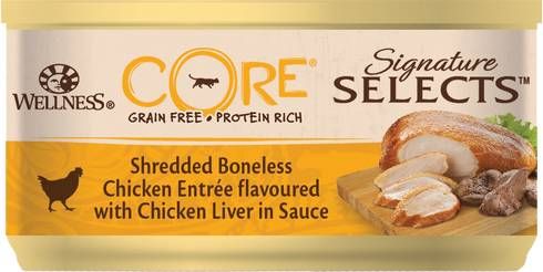 Wellness Core Signature Selects Shredded 79 g Kattenvoer Kip&Kippenlever