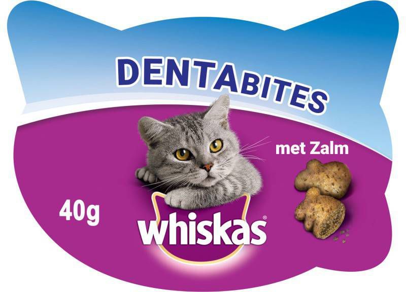 Whiskas Dentabites met Zalm Kattensnoep 40 gram Firstclasspetfood.nl