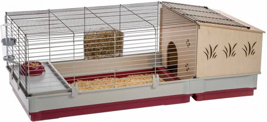 Ferplast Knaagdierenkooi Krolik 140 Plus Dierenverblijf 142x60x50 cm Grijs Rood