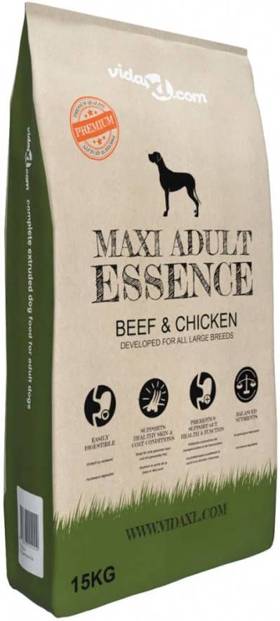 vidaXL Premium hondenvoer droog Maxi Adult Essence Beef &amp, Chicken 15 kg