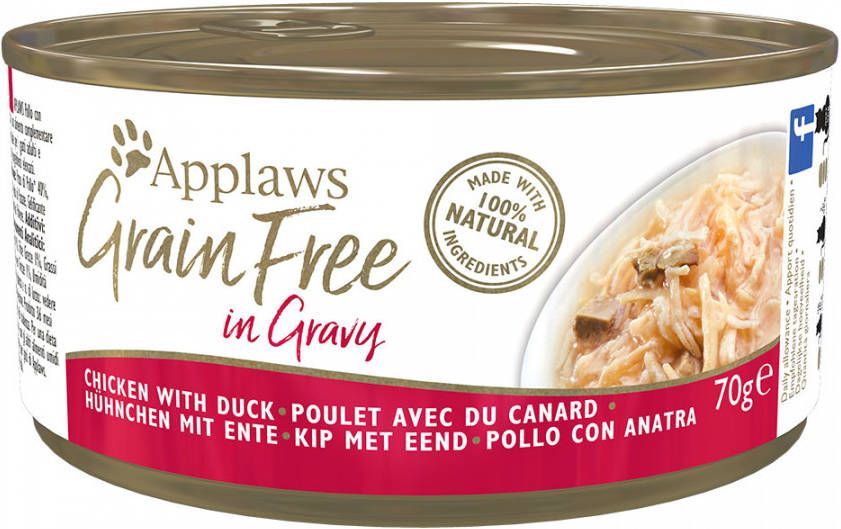 Applaws 24x70g Grainfree in Gravy Kip met Eend Kattenvoer