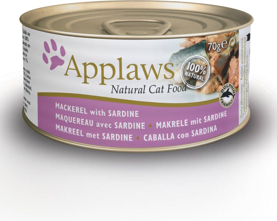 Applaws 9 + 3 gratis! 12 x 70 g Kattenvoer Makreel met Sardientjes