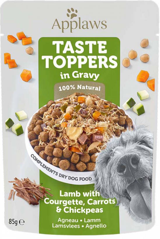 Applaws Taste Toppers in Saus 12 x 85 g Hondenvoer Lam, Wortel, Courgette & Kikkererwten